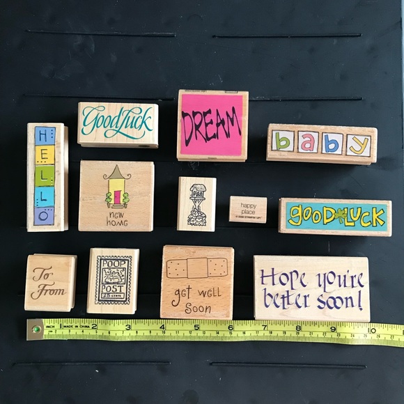 Vintage Wood Mounted Rubber Stamp 12 piece lot - Picture 1 of 3